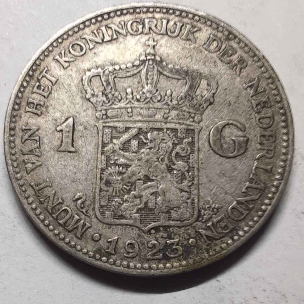 Netherlands 1923 1 Gulden Silver Coin Vintage